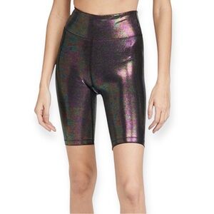 Heroine Sport Marvel High Waist Metallic Performance Biker Shorts NWT